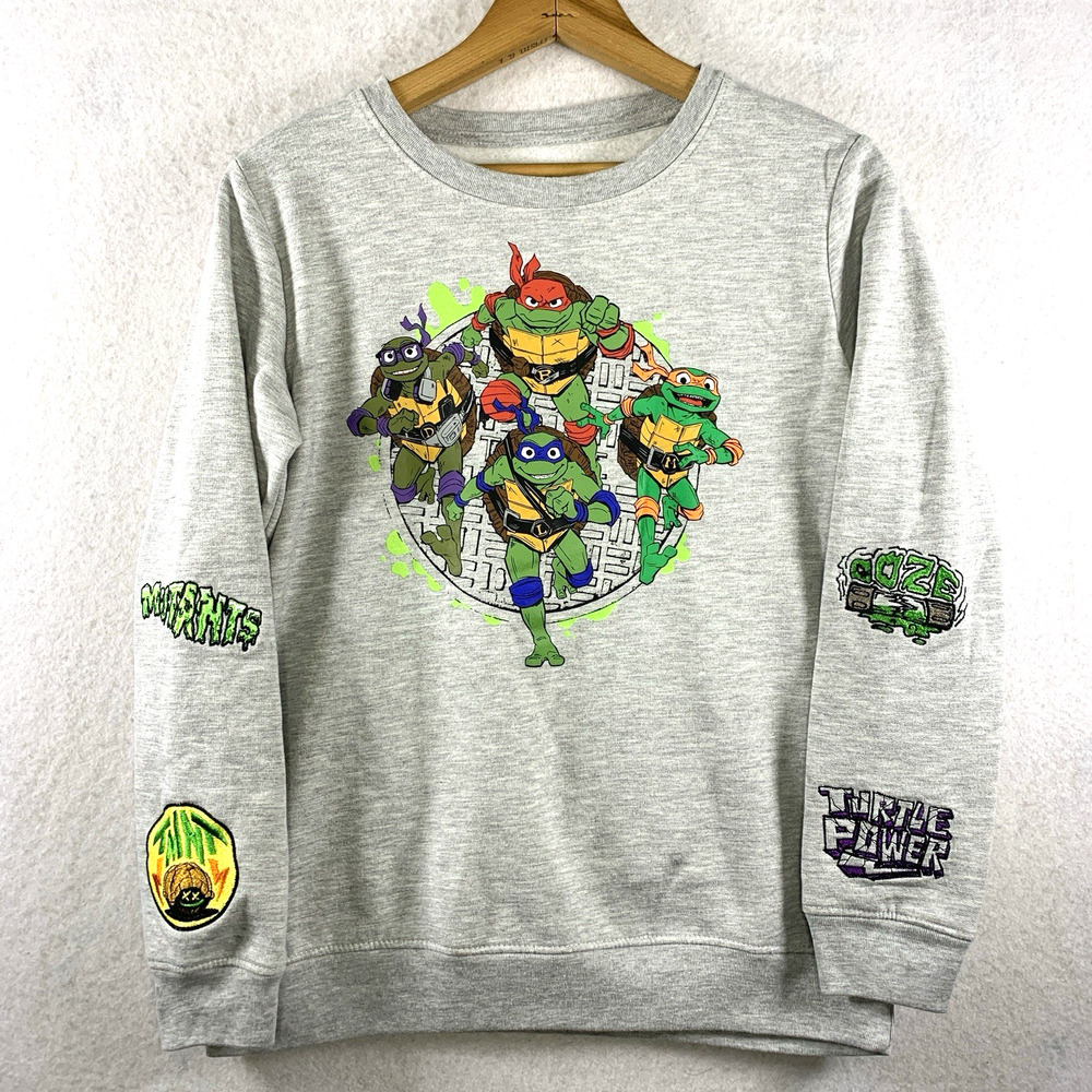 Teenage Mutant Ninja Turtles Boys Sweatshirt‎ Sz 18 Crew Embroidered